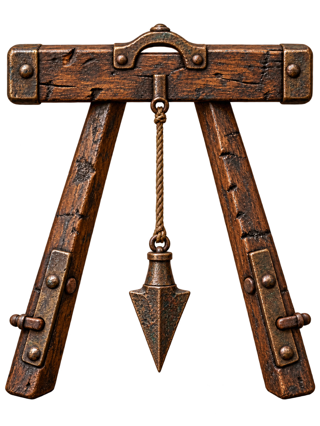 Nivel de madera medieval con plomada